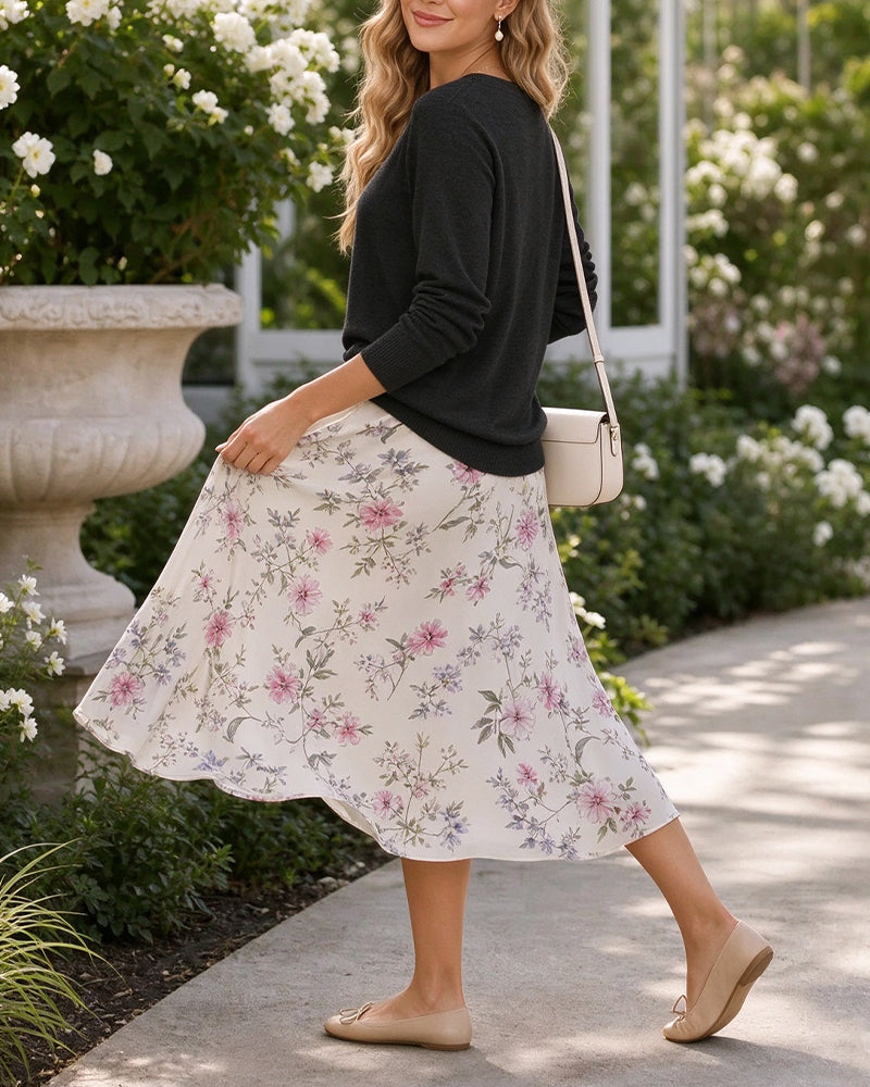 V-Neck Solid Long-Sleeved Pullover
