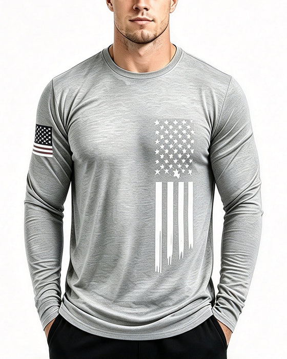 Men's National Flag Print Long-Sleeve Top