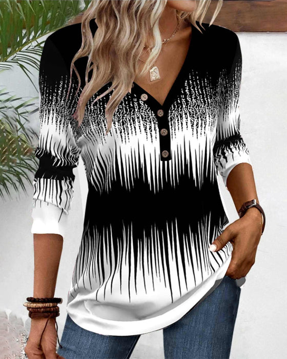 Buttoned gradient pattern top