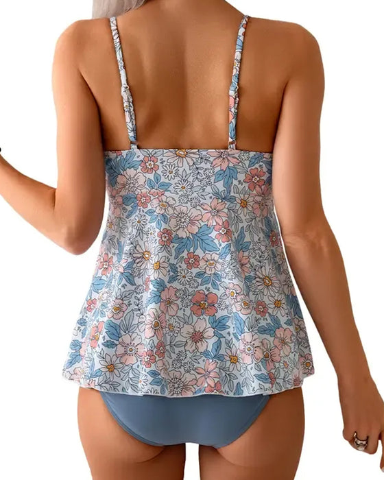 Print Halter Hollow Tankini