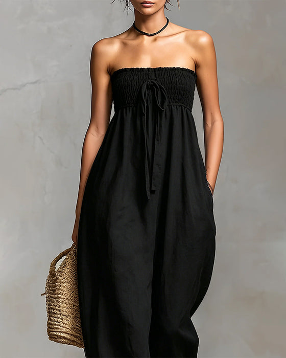 Casual Solid Color Sleeveless Jumpsuits