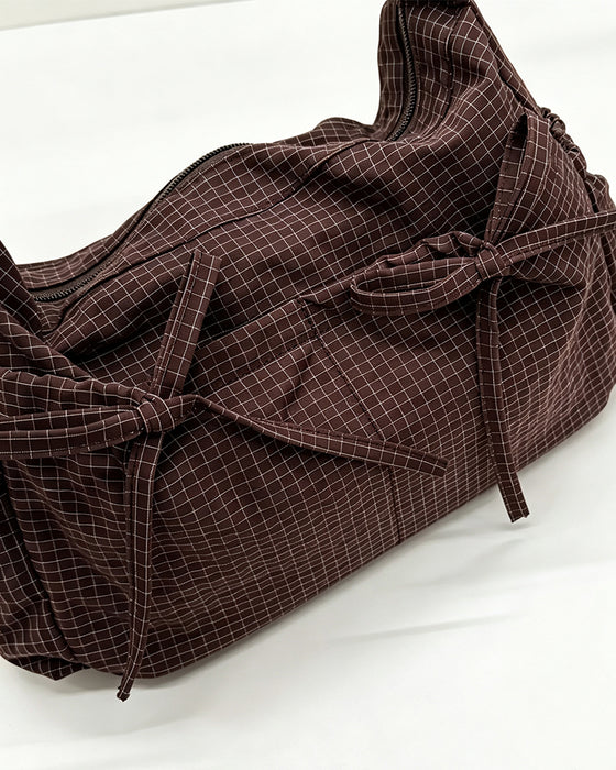 Bow Plaid Crossbody Bag