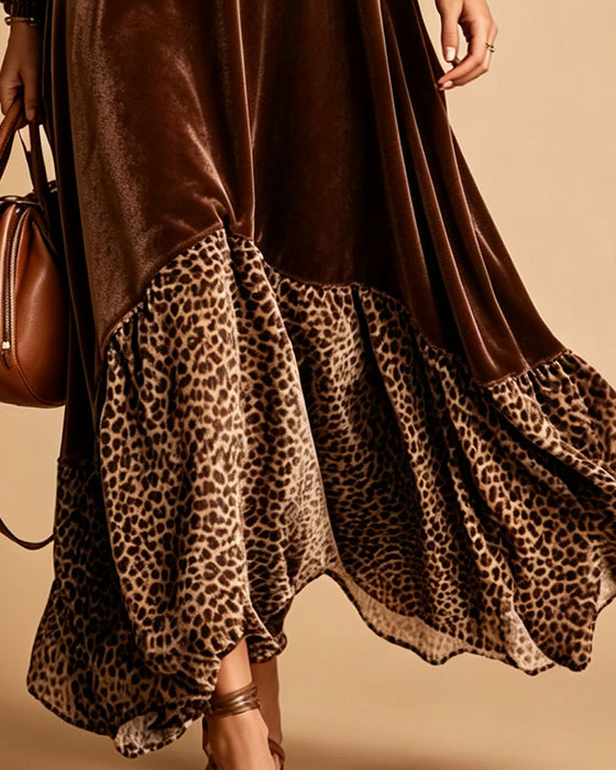 Casual Patchwork Leopard Dress