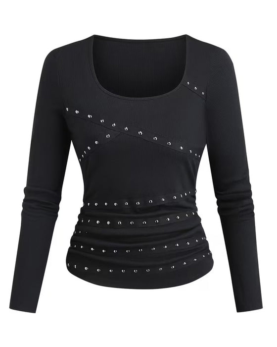Stylish U-Neck Fitted Blouse