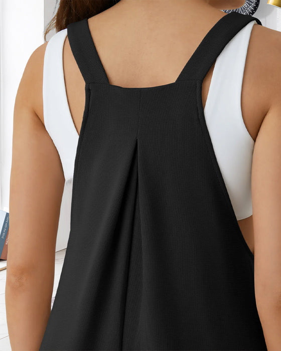 Solid Color Pleated Jumpsuit