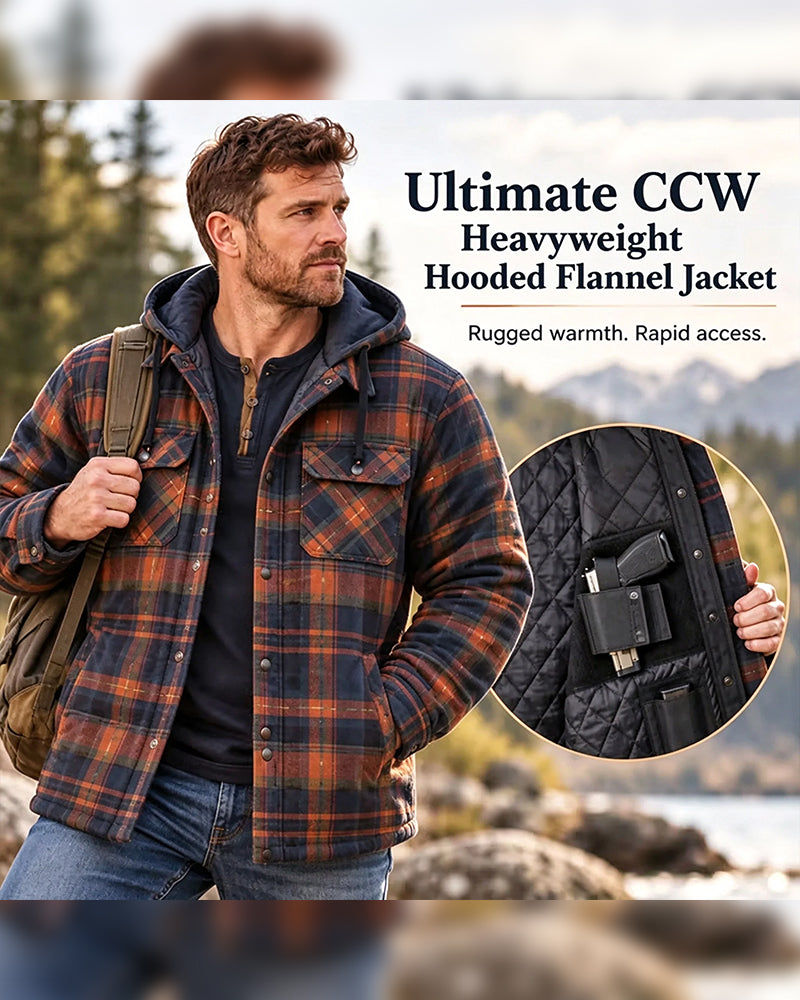 Men's Plaid Hooded Button-Up Coat