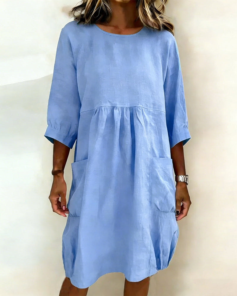 Three-Quarter Sleeve Loose Dress