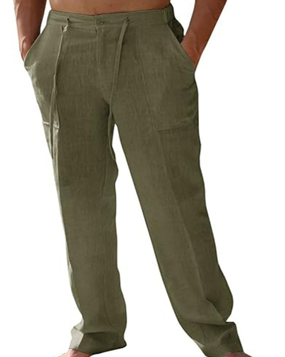 Solid Color Pocket Drawstring Beach Pant