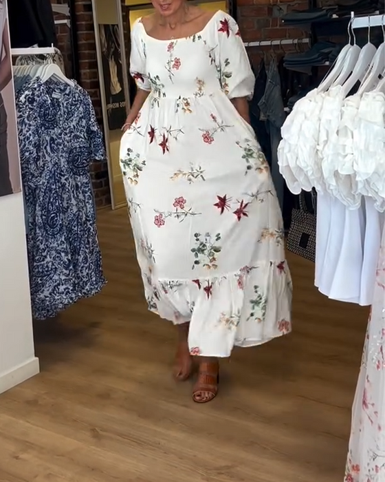 Wide Collar Printed Dress