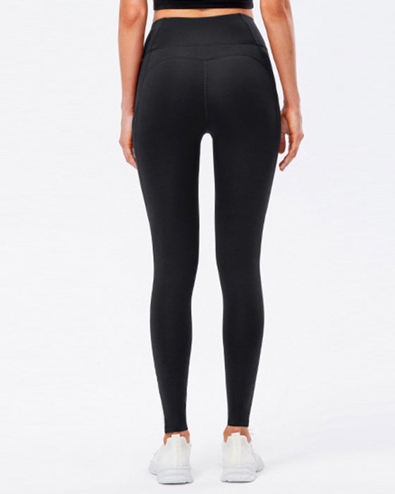 Solid color leggings with fleece pockets