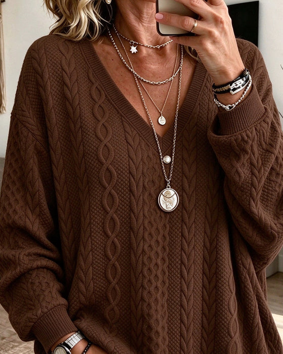 V-Neck Mid-Length Loose Top
