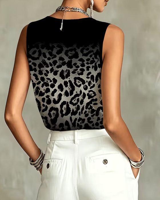 Ombre Leopard Sleeveless Tank Top