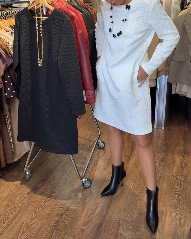 Pocket Design Round Neck Dress