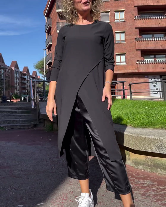 Fashionable Irregular Slit Shirt