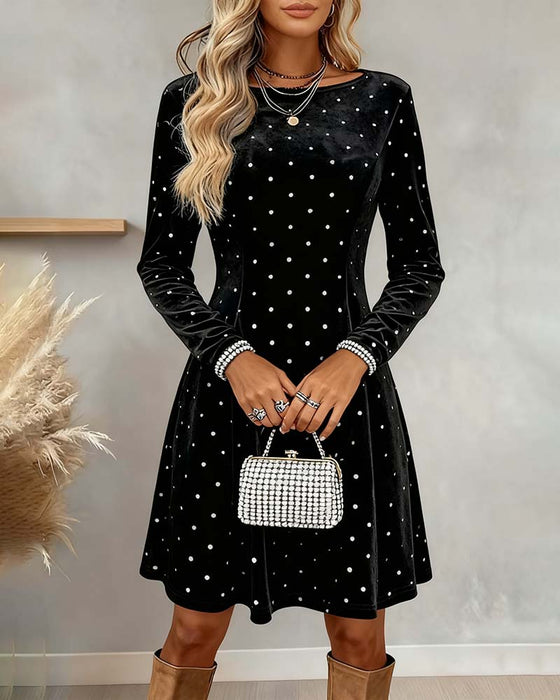 Sparkling Polka Dot Waist-Cinching Elegant Dress