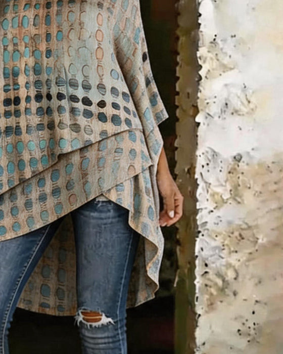 Polka Dot Print One-Shoulder Irregular Blouse
