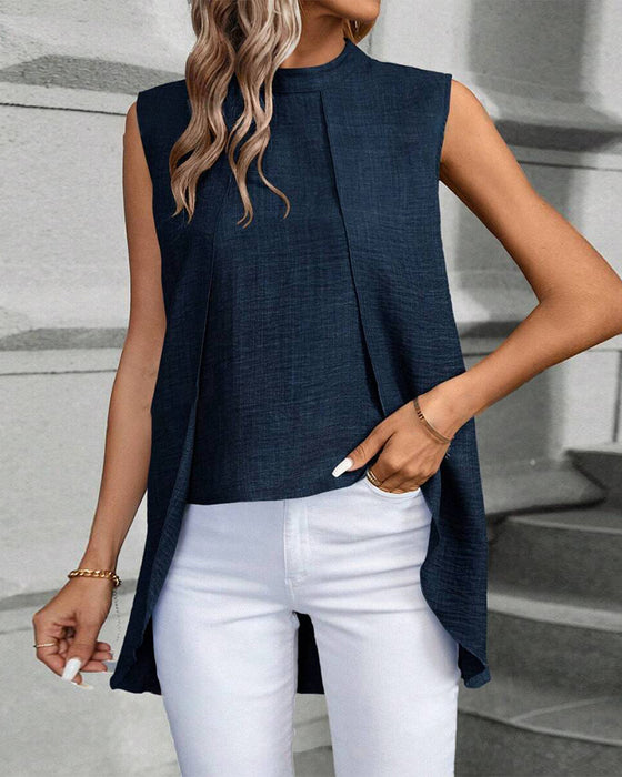 Elegant solid color sleeveless top