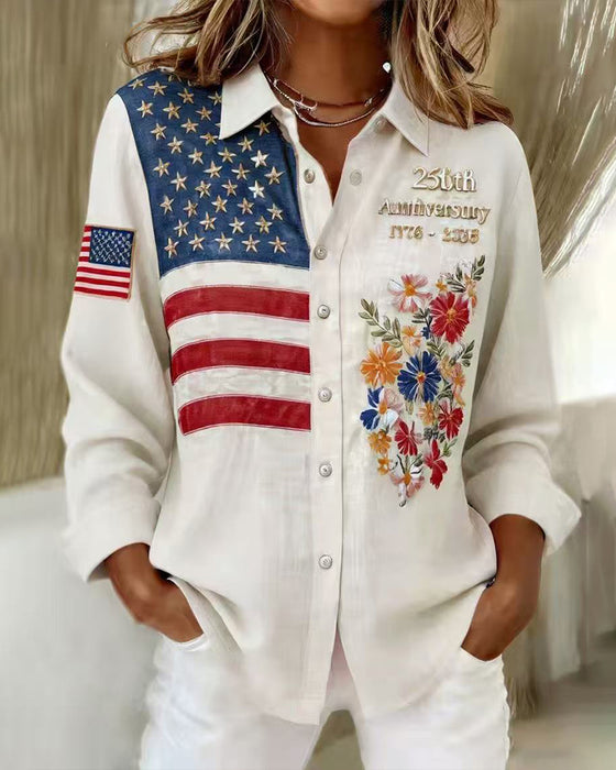 Turn-down Collar Print Shirt