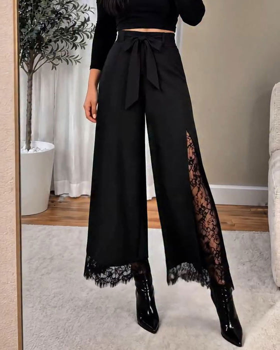 High-Waisted Lace Patchwork Pants