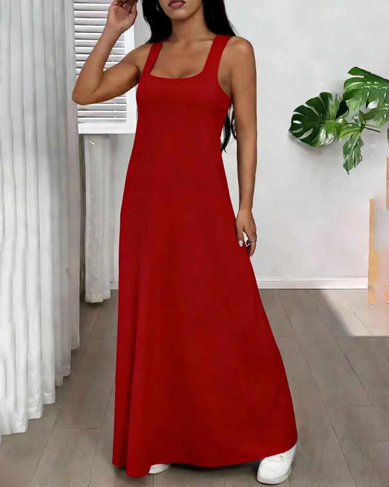 Solid Color Dress Two-Piece Set