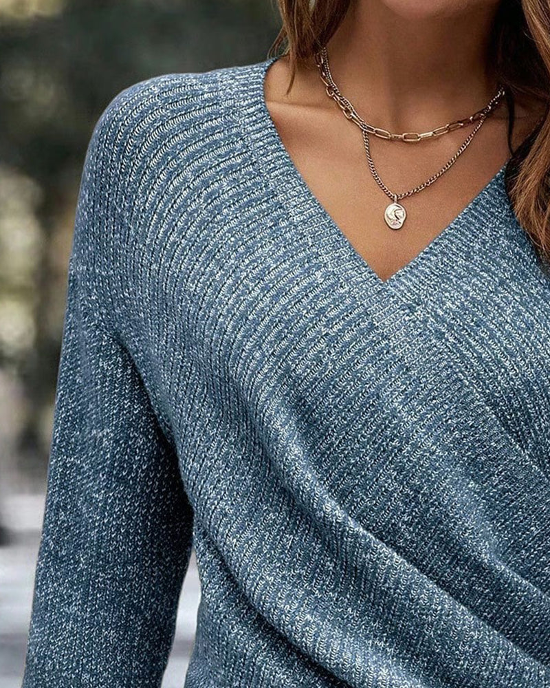 Elegant V-Neck Ruched Pullover