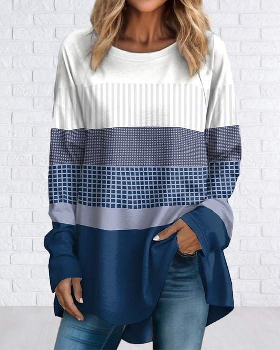 Round Neck Color Block Top