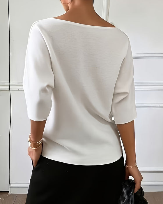 Off-The-Shoulder Three-Quarter Sleeve Top