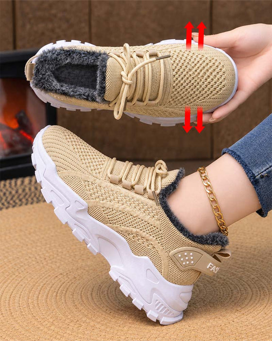 Thick Sole Fleece-Lined Snow Sneakers