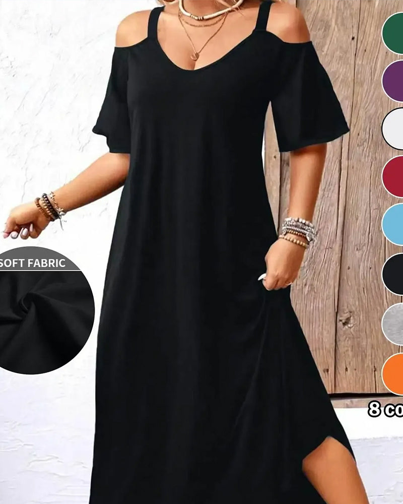 U-Neck Strappy Off-Shoulder Loose Dress