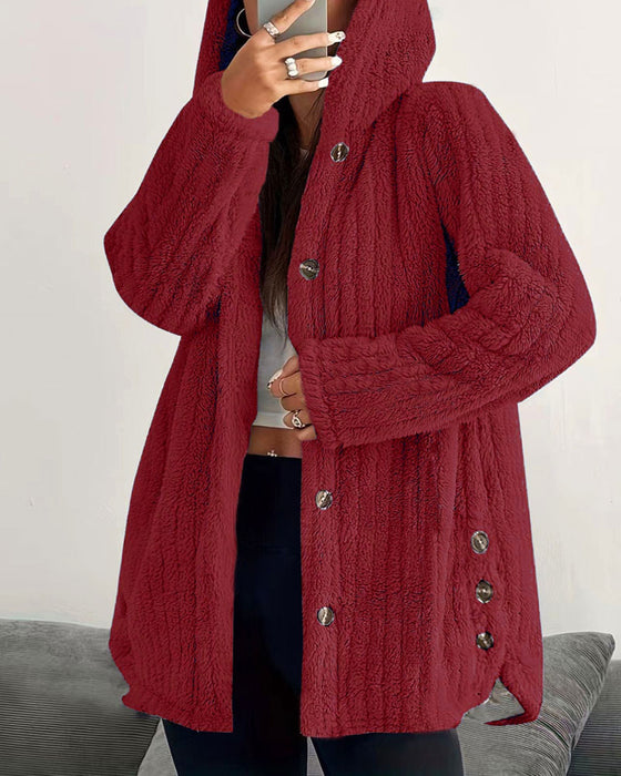 Solid Color Long Sleeve Coat