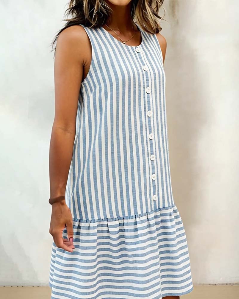 Sleeveless Striped A-line Dress
