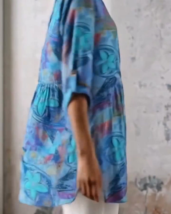 V-Neck Printed Casual Top