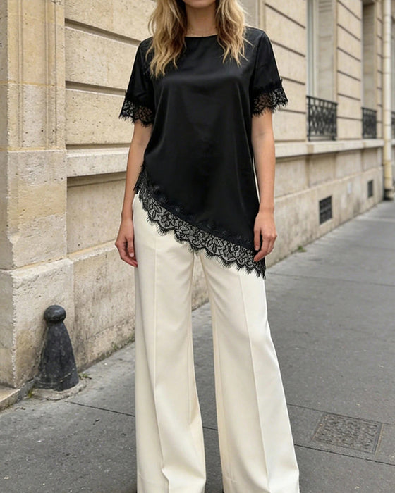 Irregular Lace Casual Blouse