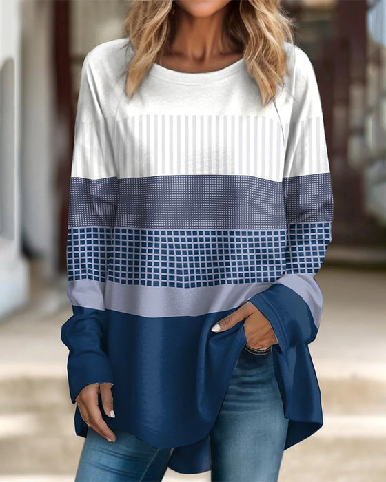 Round Neck Color Block Top