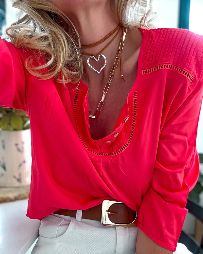 Stylish And Versatile Solid Color Blouse