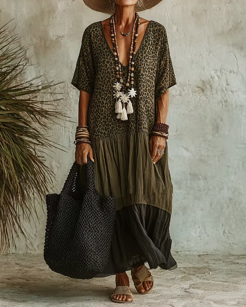 Casual Leopard Maxi Dress