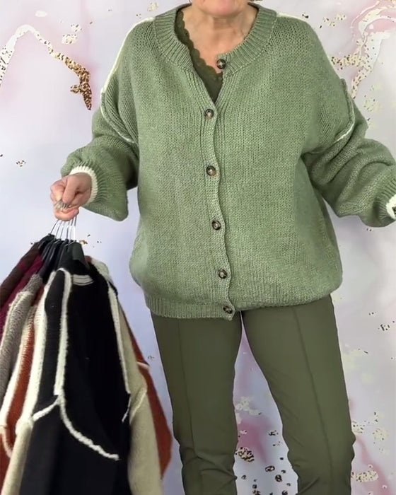 Solid Color Fashionable Long-Sleeved Casual Cardigan