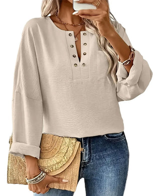 Solid Casual Long Sleeve Blouse