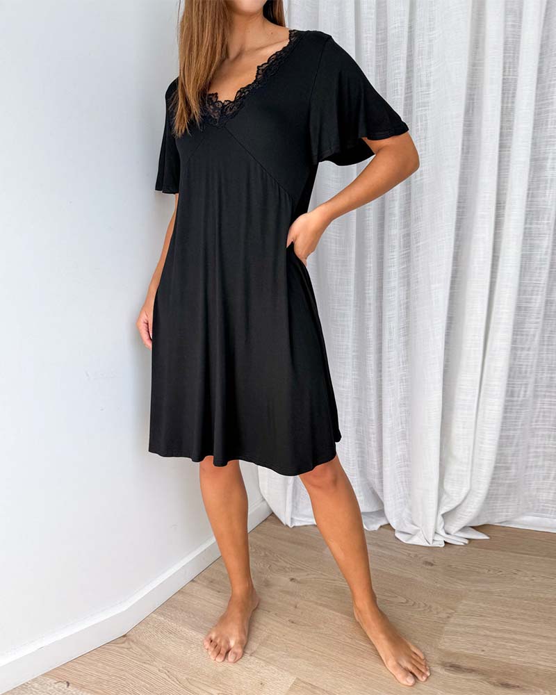 Lace Stitching V-Neck Dress