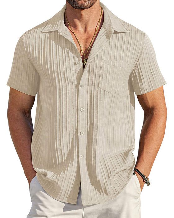 Men's Collared Button-Down Striped Shirt