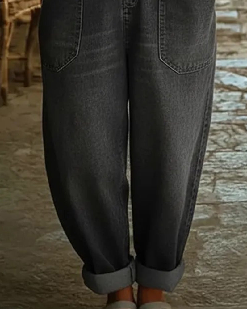 Casual Pocket Denim Jumpsuits