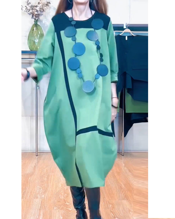 Vertical striped artistic dress