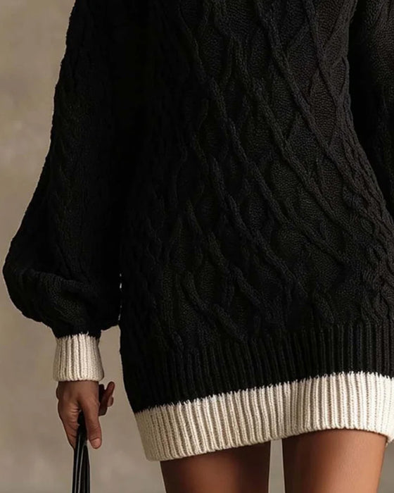 Long Sleeve Lapel Sweater Dress