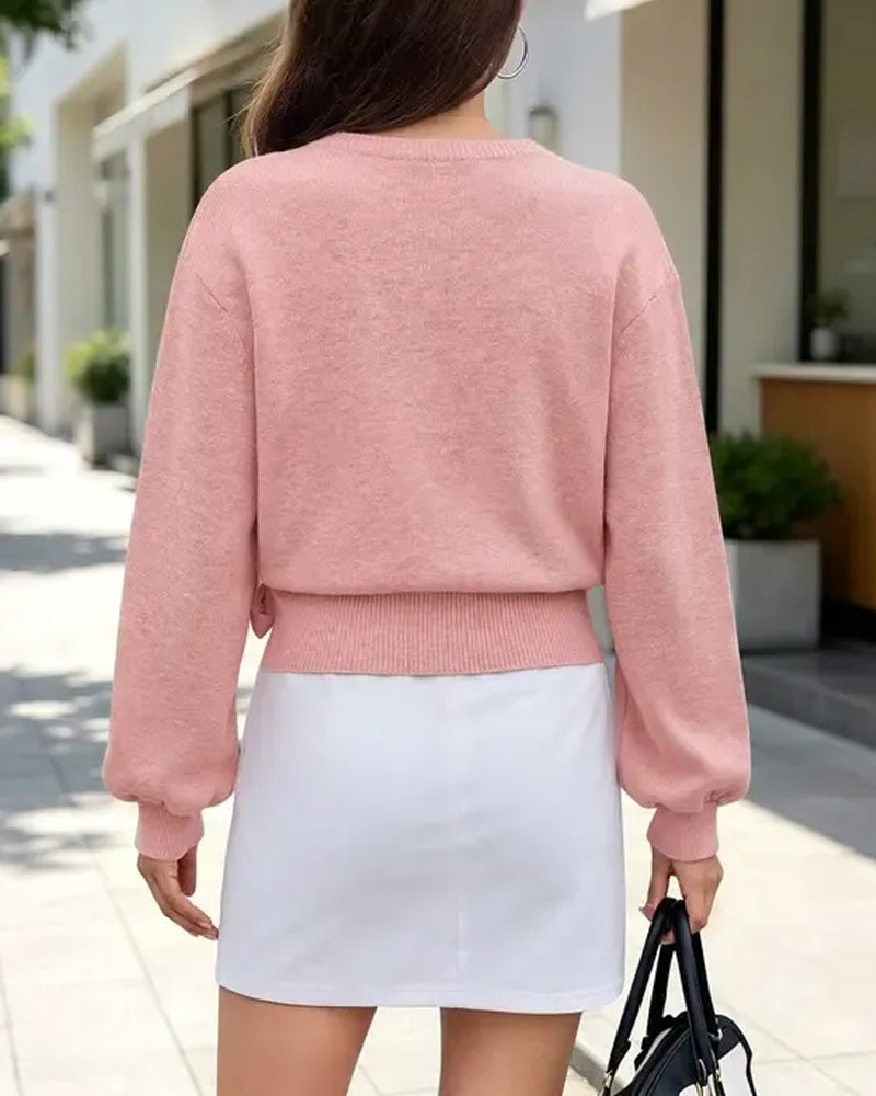 V-Neck Cross Tie Short Pullover