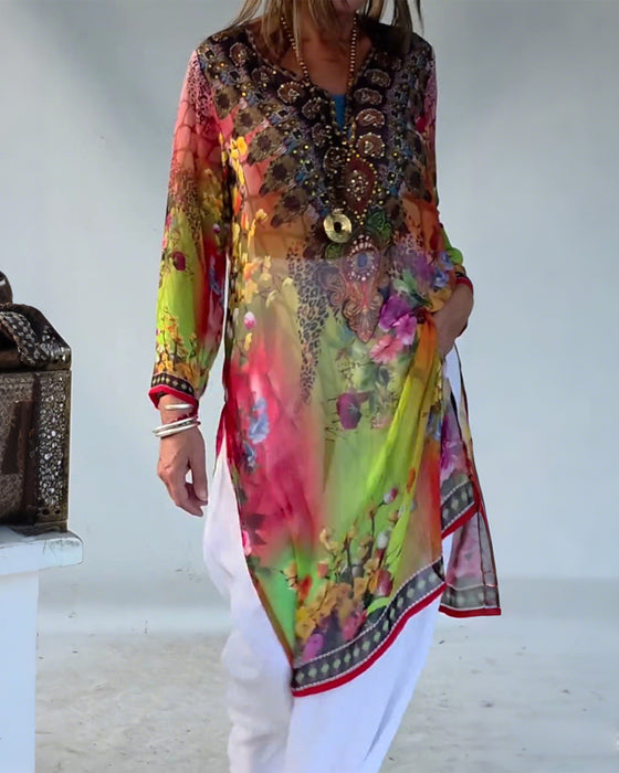 Bohemian Style V-Neck Dress