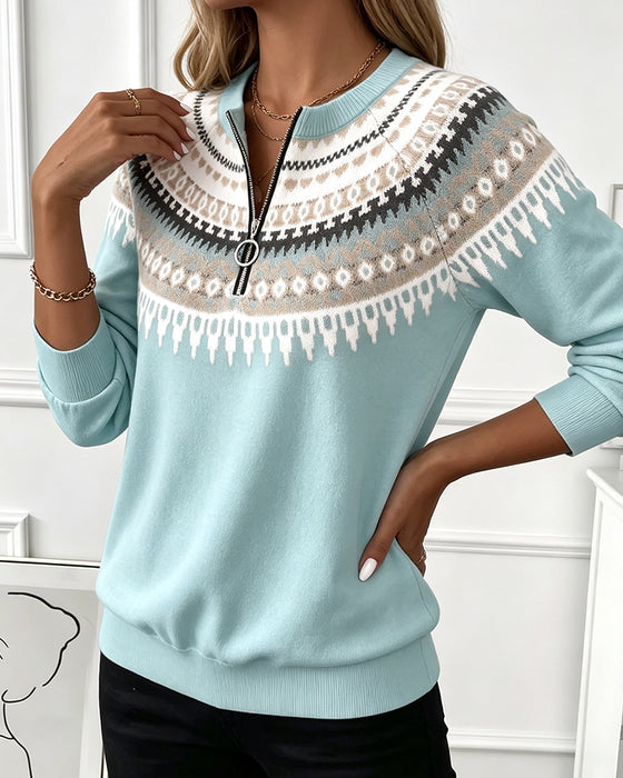 Color-Block Zip Long Sleeve Sweatshirts