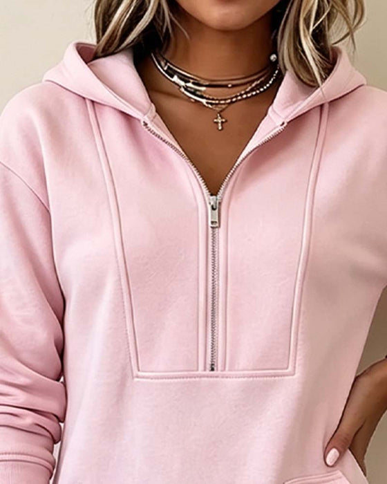 Hooded Zip Pocket Dress