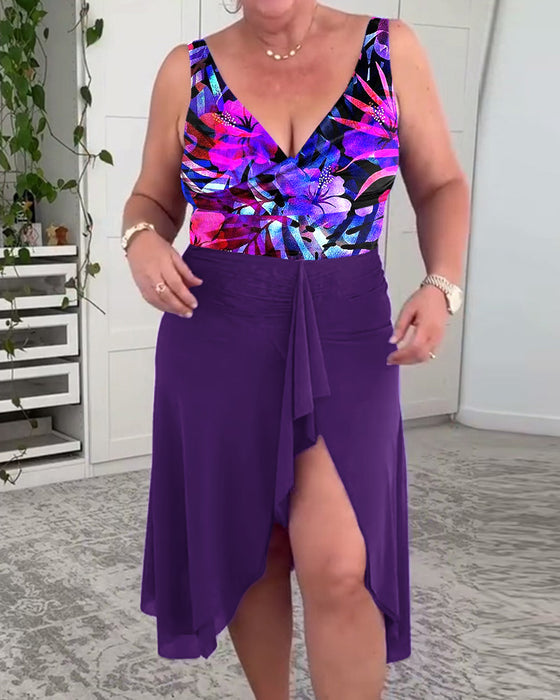 Colorful Floral Print Swimsuit