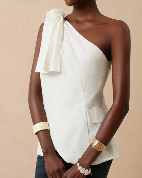 Off-Shoulder Cross Tie Design Blouse