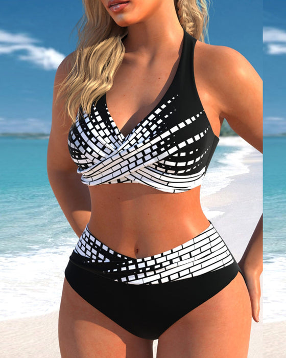 Sexy  high waist striped bikini